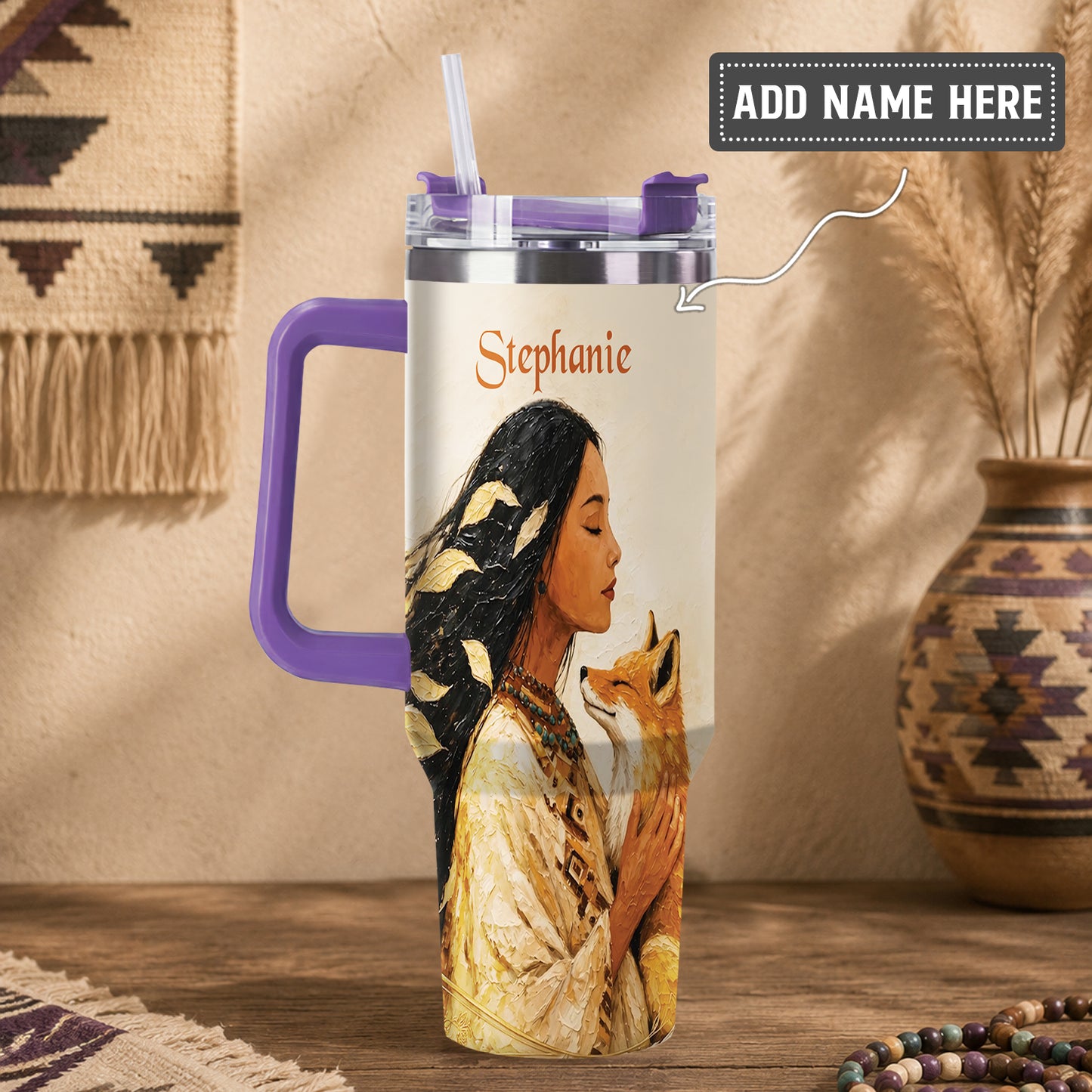 Whispering Fox Woman Personalized Tumbler