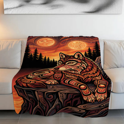 Moonlit Wolf Guardian Personalized Premium Blanket
