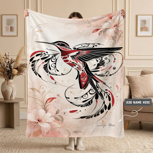 Crimson Hummingbird Flight Personalized Premium Blanket