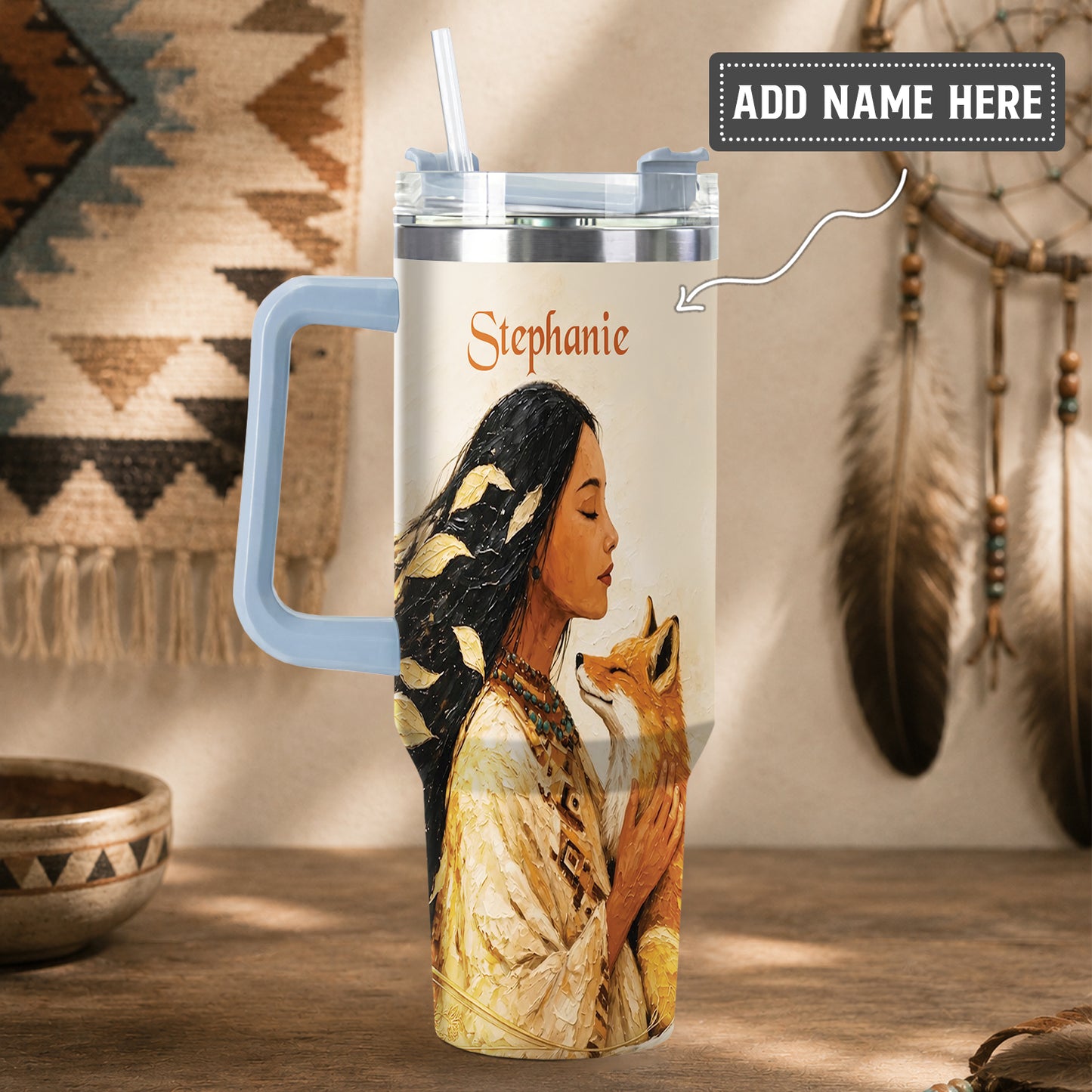 Whispering Fox Woman Personalized Tumbler