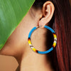 SALE 50% OFF - Cyan Blue 3-inch Hoop Pattern Beaded Handmade Earrings For Women