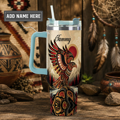 Twin Eagles of Dawn Personalized Tumbler