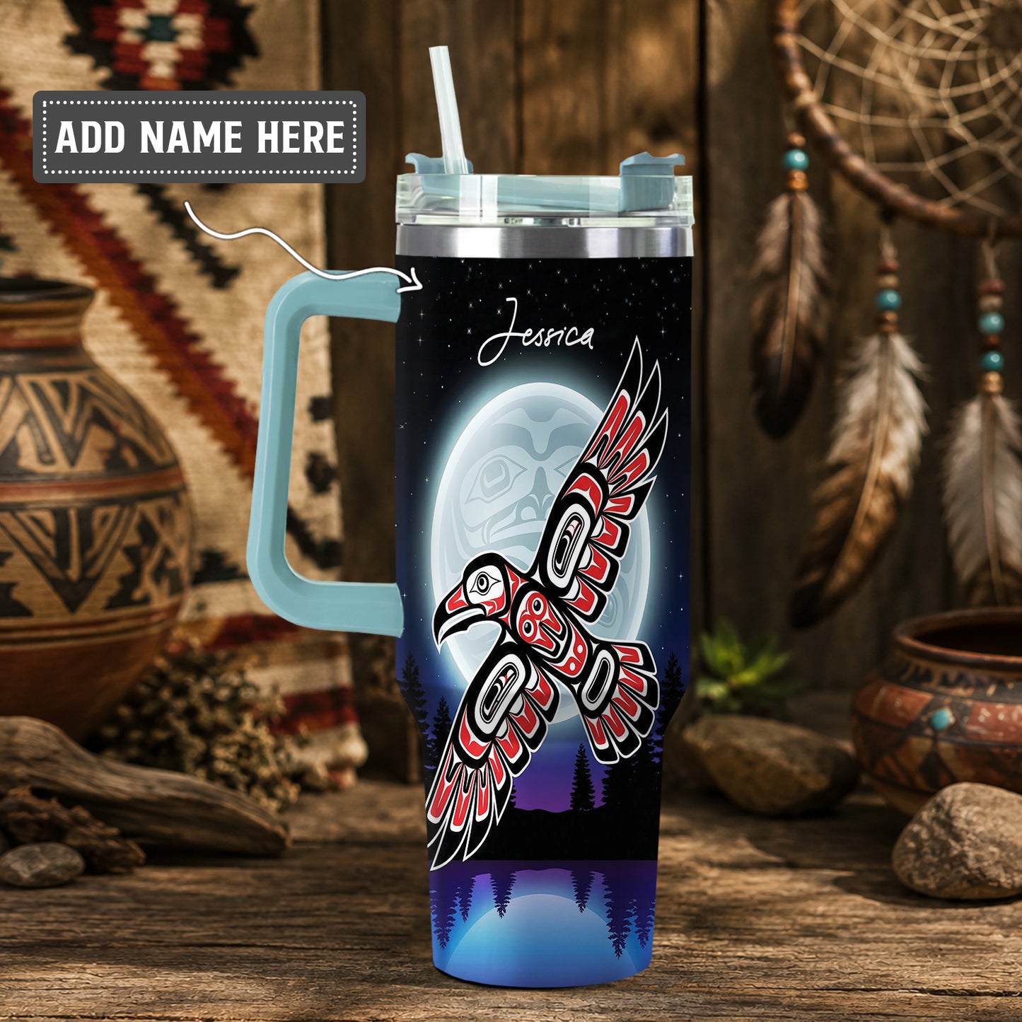 Raven Cosmic Spirit Personalized Tumbler