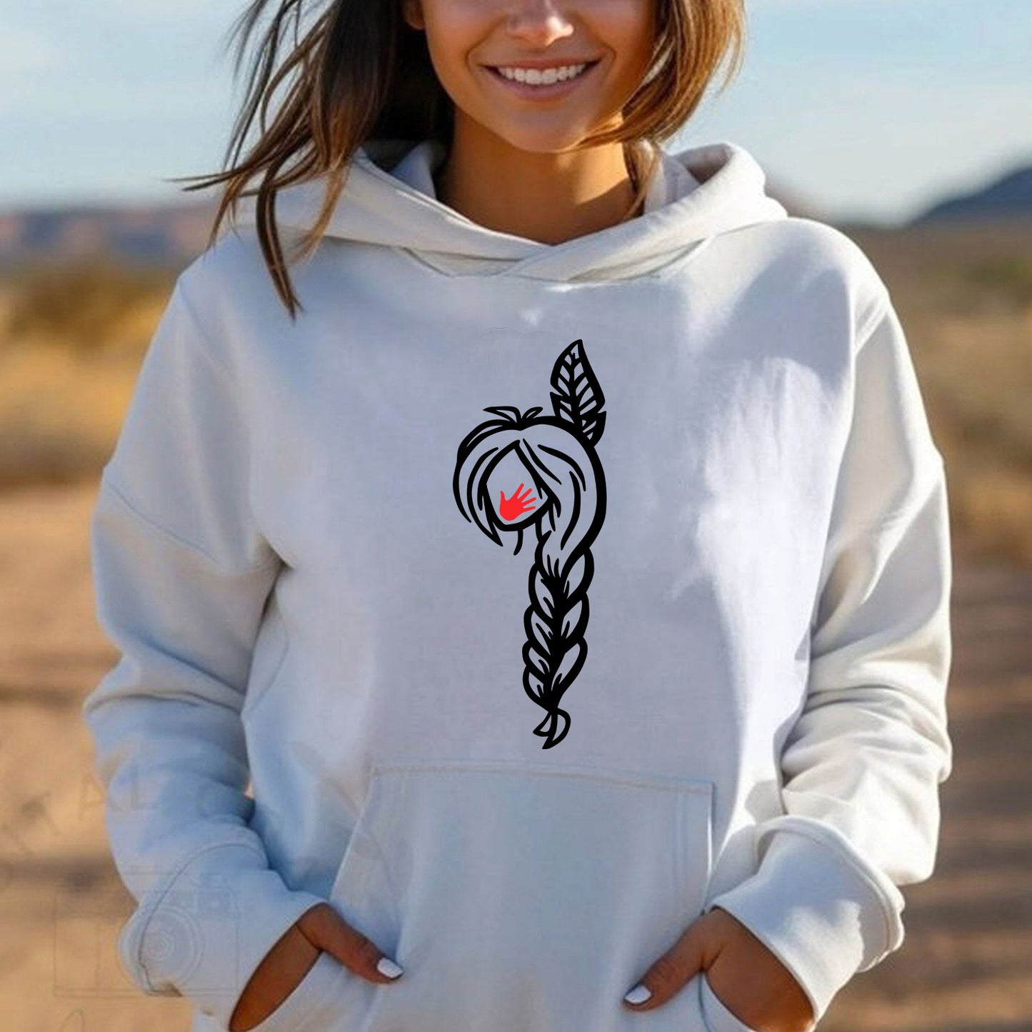 MMIW - I Wear Red For My Sisters Red Hand Black Hair Indigenous Women Shirt