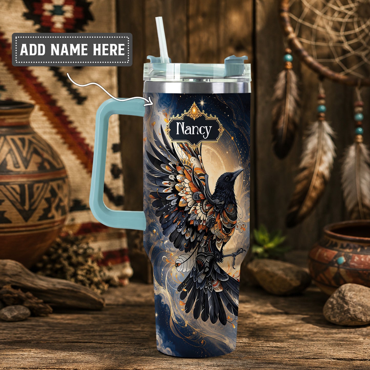 Raven Ember Spirit Personalized Tumbler