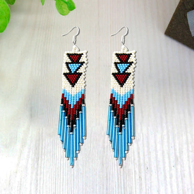 SALE 50% OFF -  Long Beaded Handmade Hook Earrings For Women