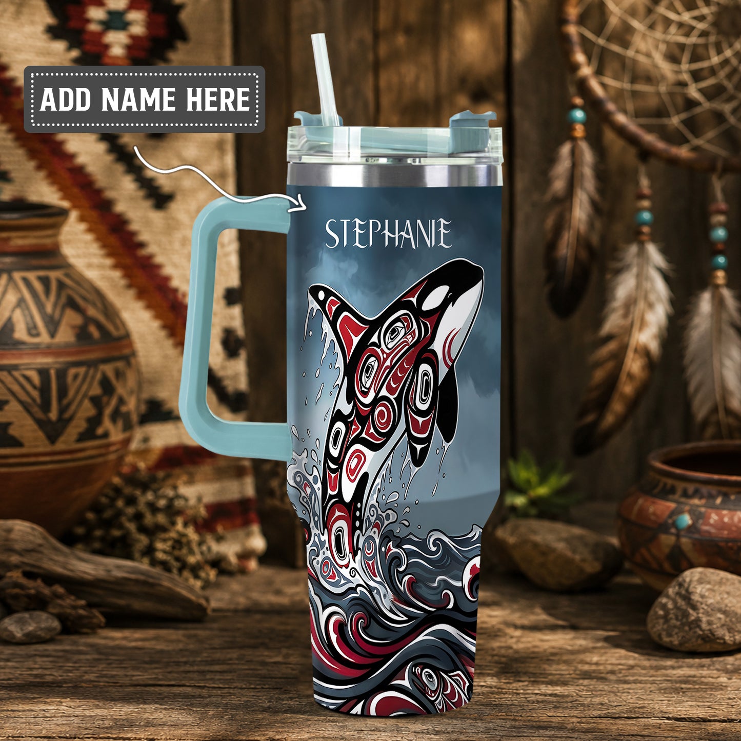 Crimson Orca Rising Personalized Tumbler