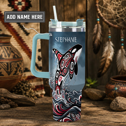 Crimson Orca Rising Personalized Tumbler