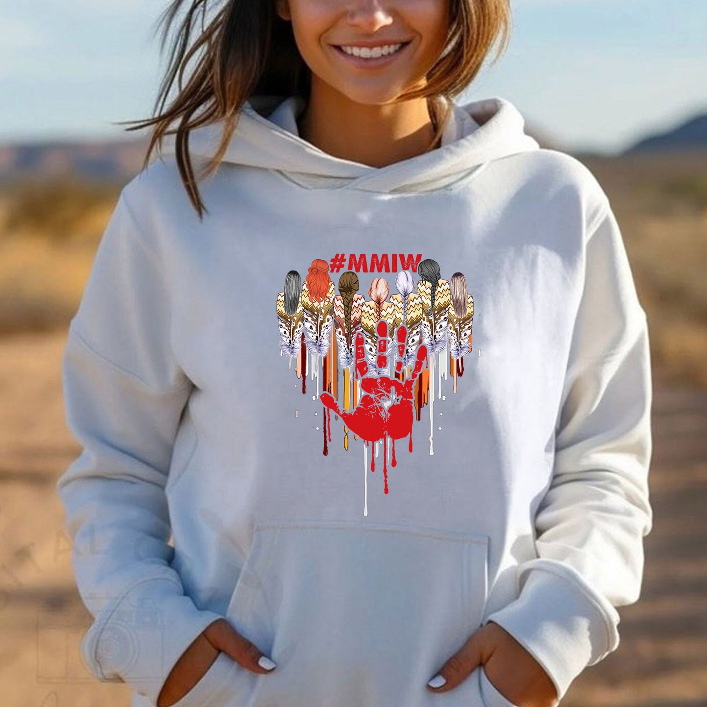 MMIW - Women Red Hand Together Feather Heart Shirt