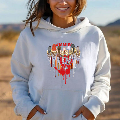 MMIW - Women Red Hand Together Feather Heart Shirt