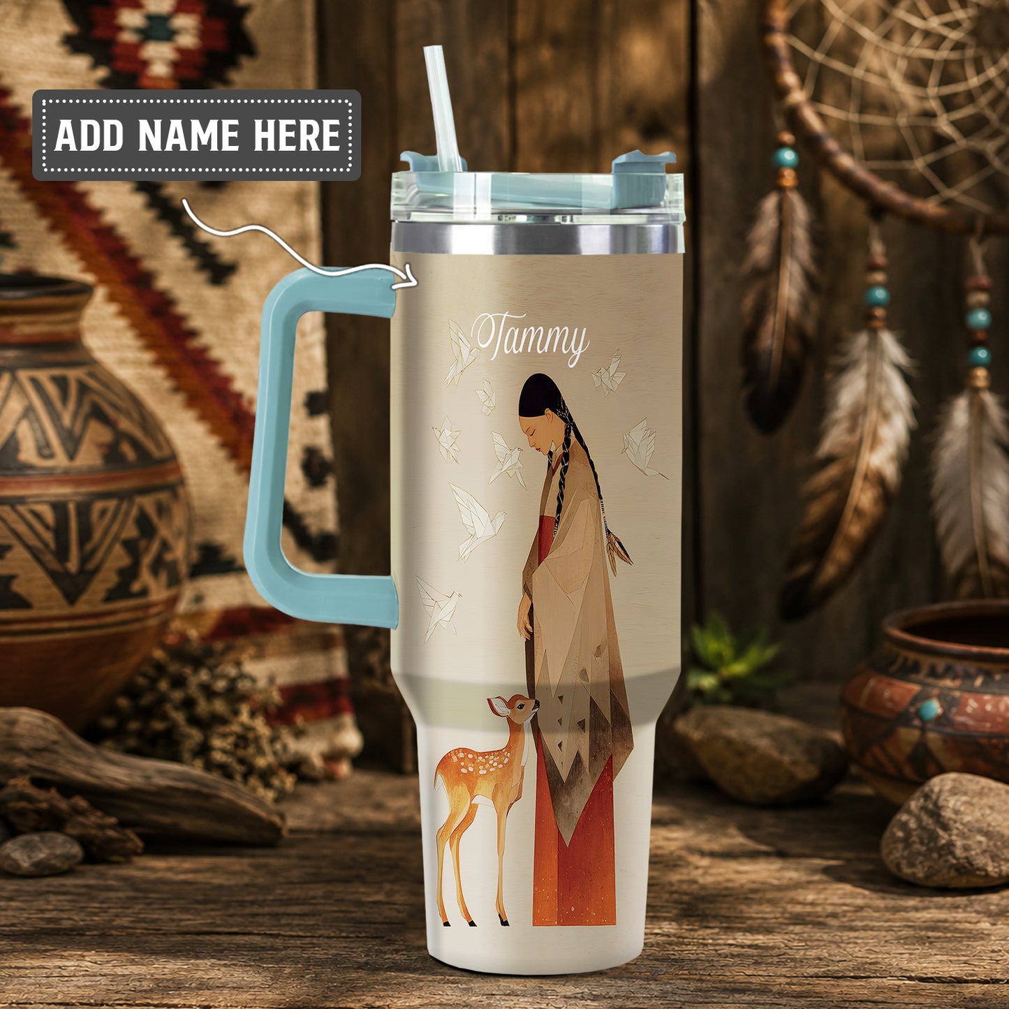 Sacred Woman Deer Spirit Personalized Tumbler