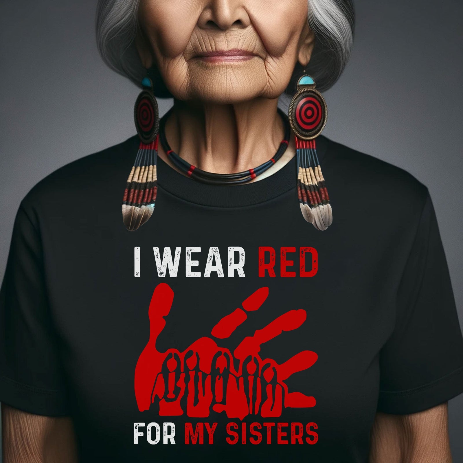 MMIW I Wear Red For My Sister Red Hand Unisex Hoodie/Sweatshirt/T-Shirt
