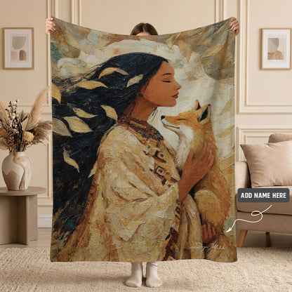 Whispering Fox Woman Personalized Premium Blanket