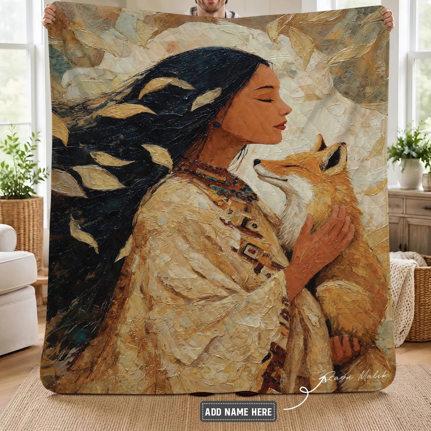 Whispering Fox Woman Personalized Premium Blanket
