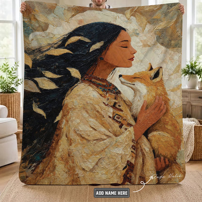 Whispering Fox Woman Personalized Premium Blanket