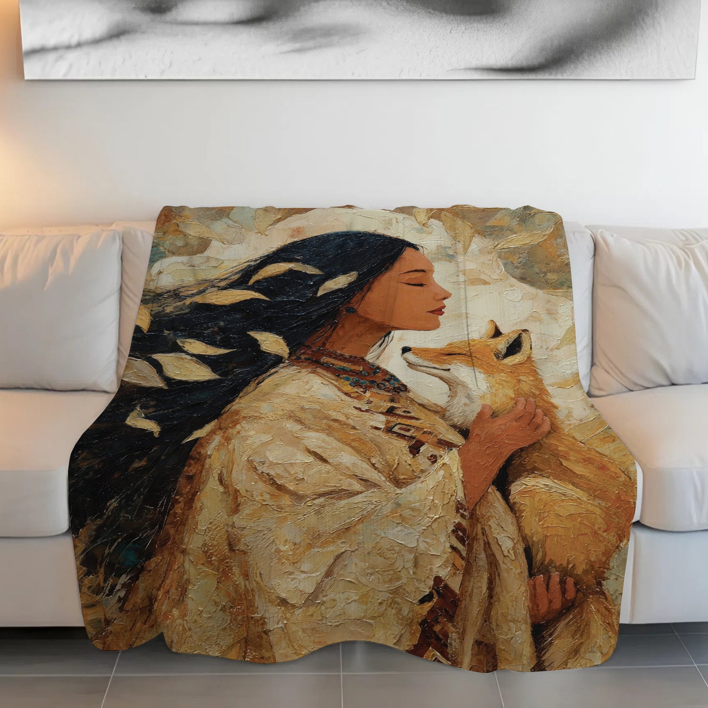 Whispering Fox Woman Personalized Premium Blanket