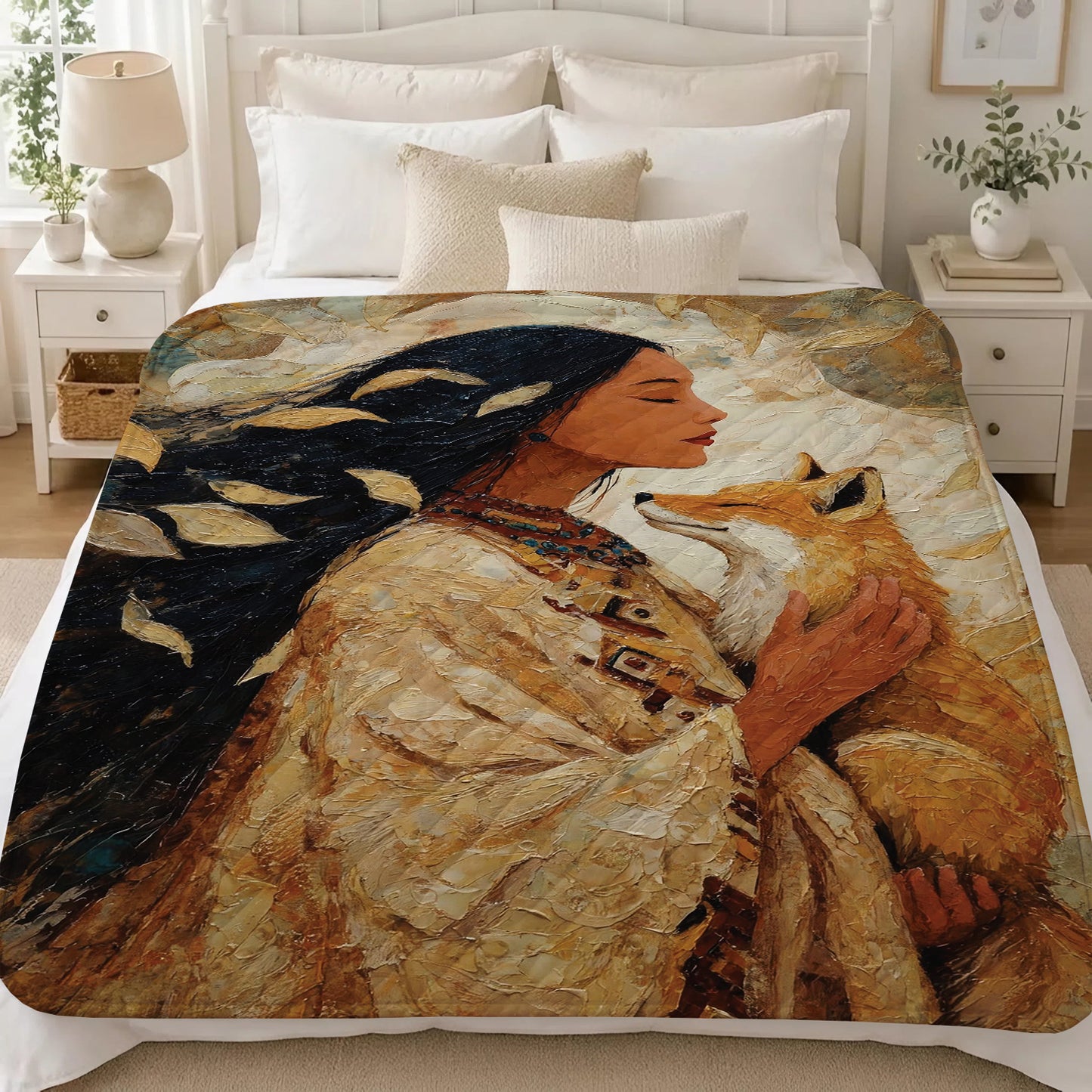 Whispering Fox Woman Personalized Premium Blanket