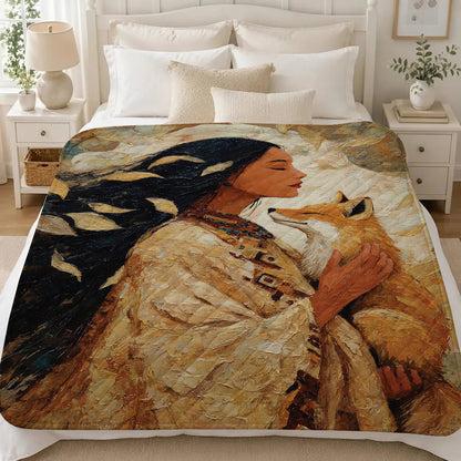 Whispering Fox Woman Personalized Premium Blanket