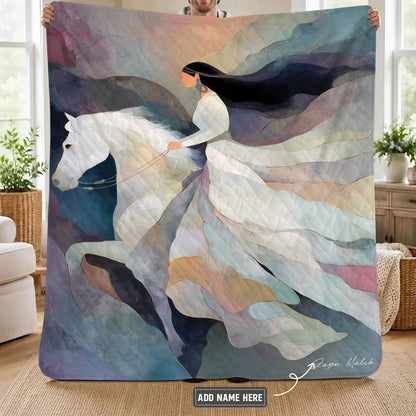Ivory Horse Harmony Personalized Premium Blanket