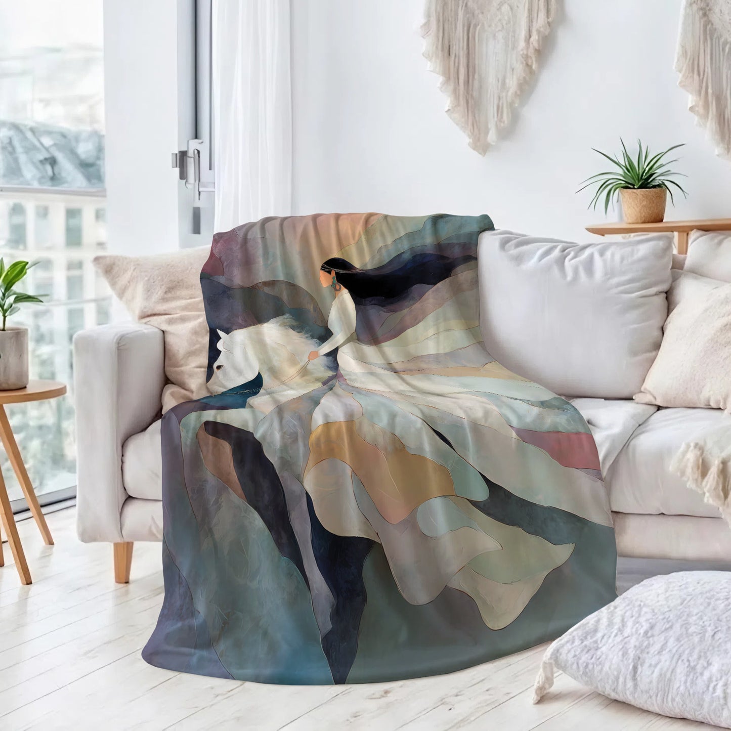 Ivory Horse Harmony Personalized Premium Blanket