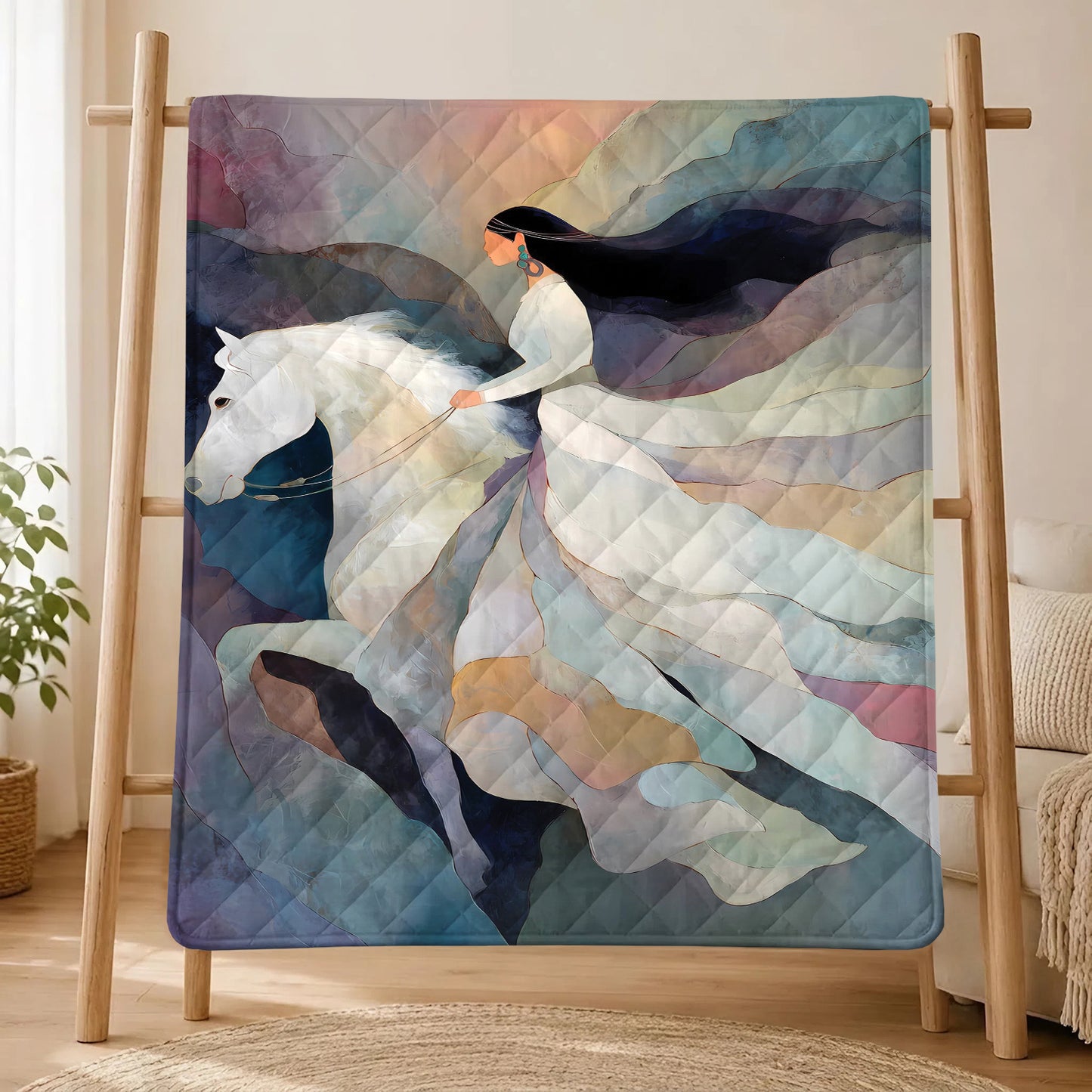 Ivory Horse Harmony Personalized Premium Blanket