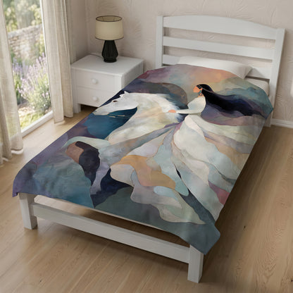 Ivory Horse Harmony Personalized Premium Blanket
