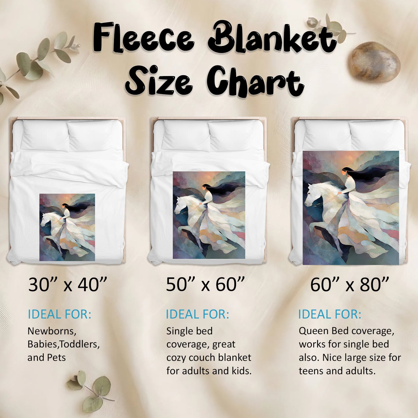 Ivory Horse Harmony Personalized Premium Blanket
