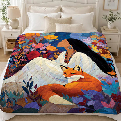 Autumn Fox Woman Personalized Premium Blanket