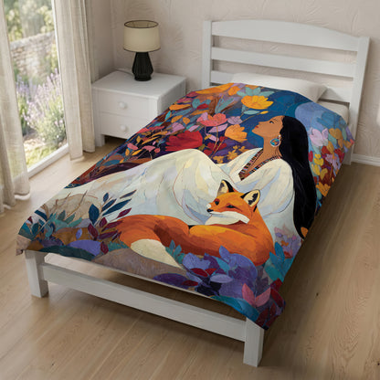 Autumn Fox Woman Personalized Premium Blanket