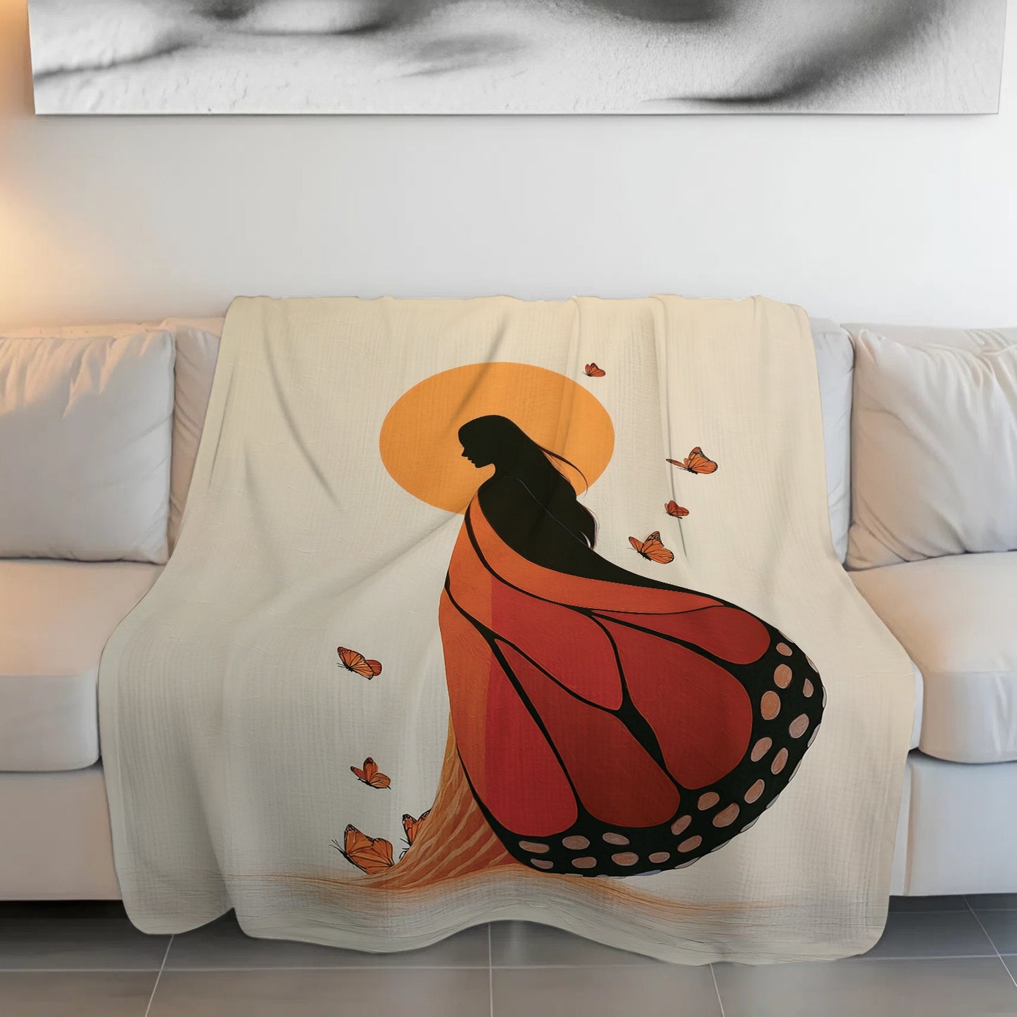 Amber Butterfly Woman Personalized Premium Blanket