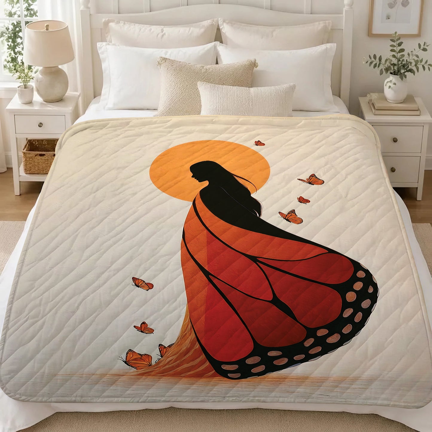 Amber Butterfly Woman Personalized Premium Blanket