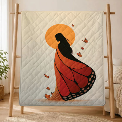 Amber Butterfly Woman Personalized Premium Blanket
