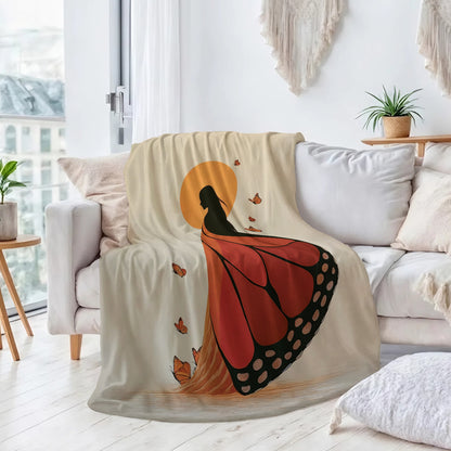 Amber Butterfly Woman Personalized Premium Blanket