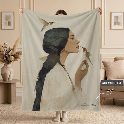 Hummingbird Gentle Muse Personalized Premium Blanket