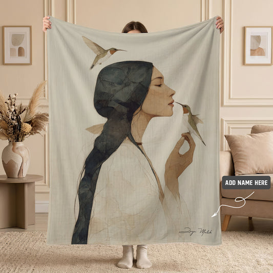 Hummingbird Gentle Muse Personalized Premium Blanket