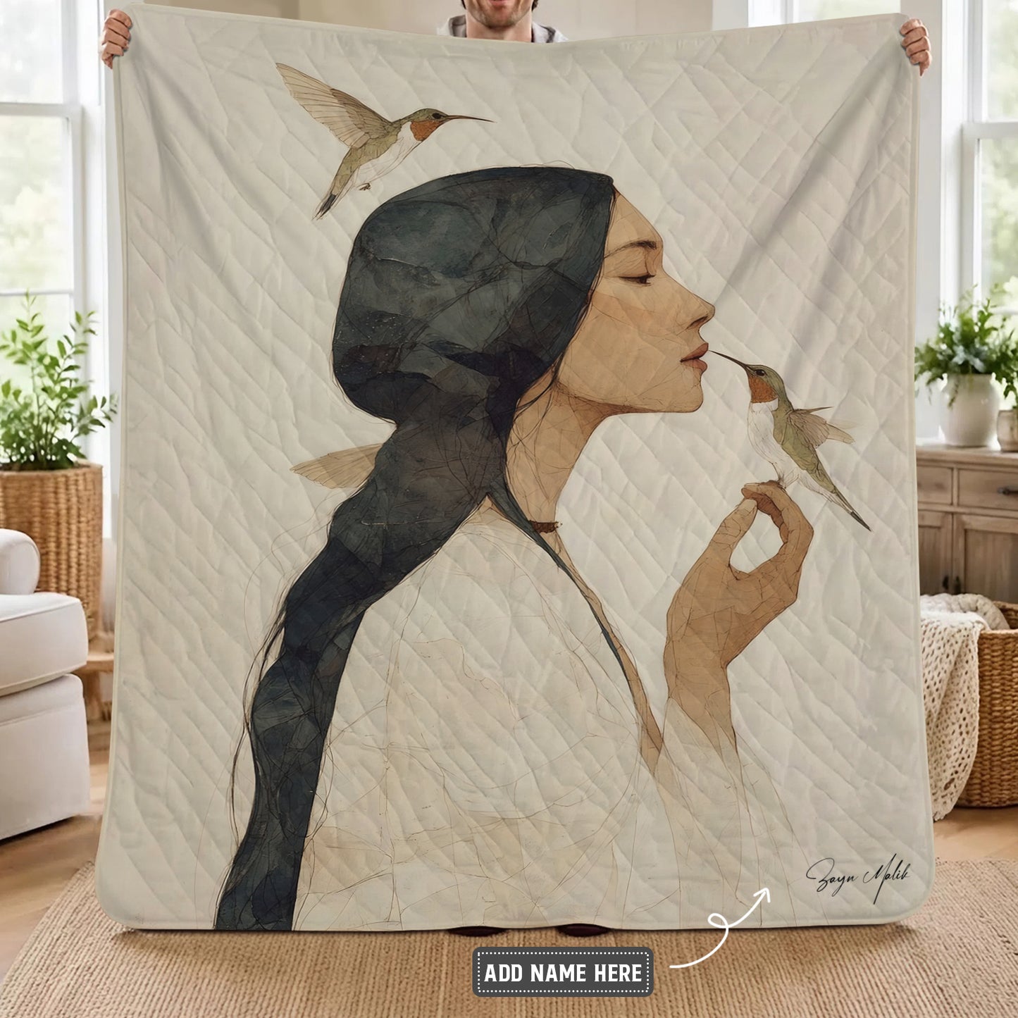 Hummingbird Gentle Muse Personalized Premium Blanket