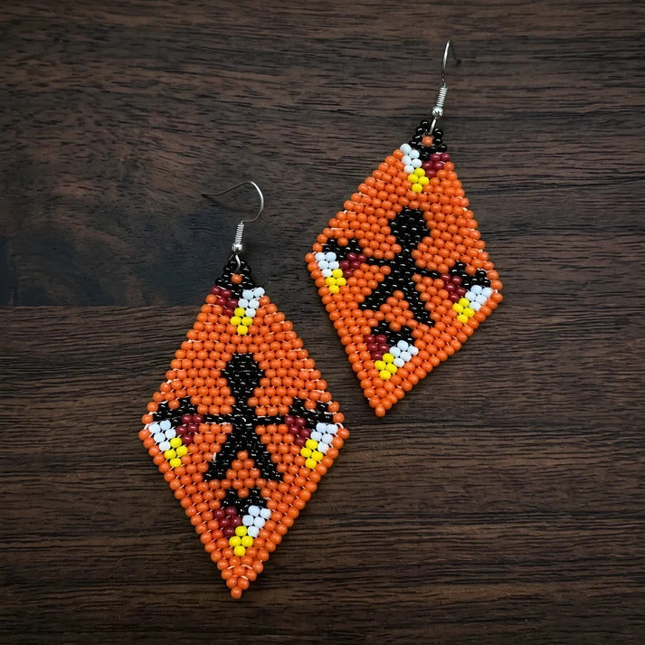 SALE 50% OFF -Orange Hope - Beaded Fringe Earrings, Handmade Orange Seed Bead