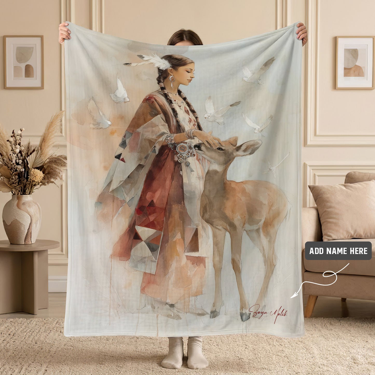 White Deer Heritage Personalized Premium Blanket