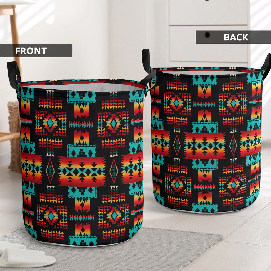 Black Native Tribes Pattern Laundry Basket 13 NBD