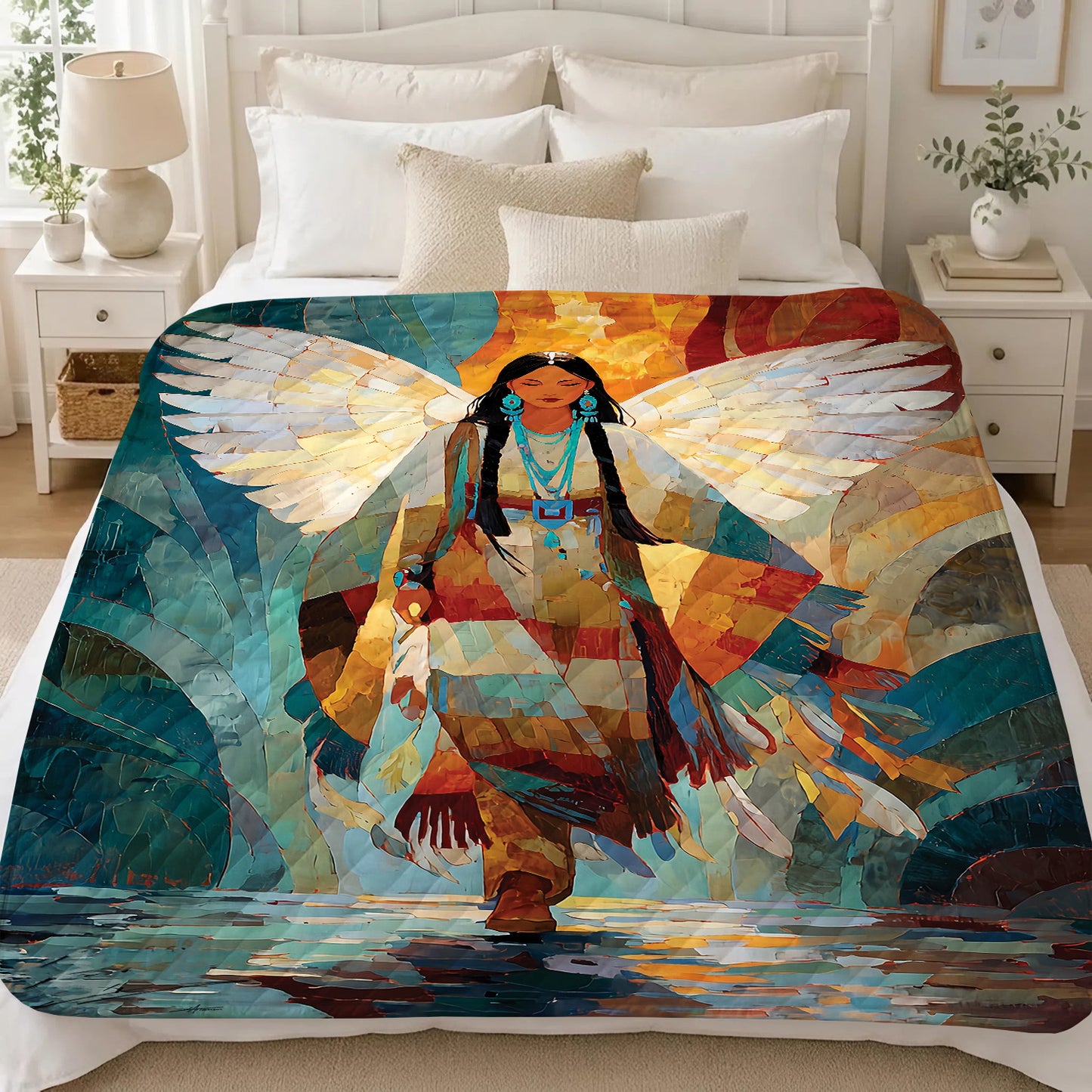 Radiant Feather Woman Personalized Premium Blanket