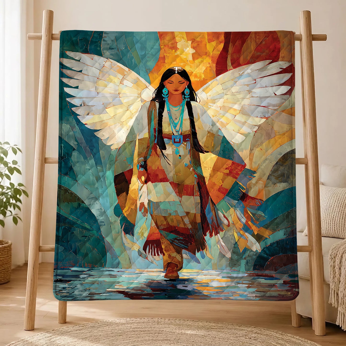 Radiant Feather Woman Personalized Premium Blanket