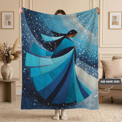 Winter Wind Woman Personalized Premium Blanket