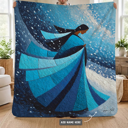 Winter Wind Woman Personalized Premium Blanket