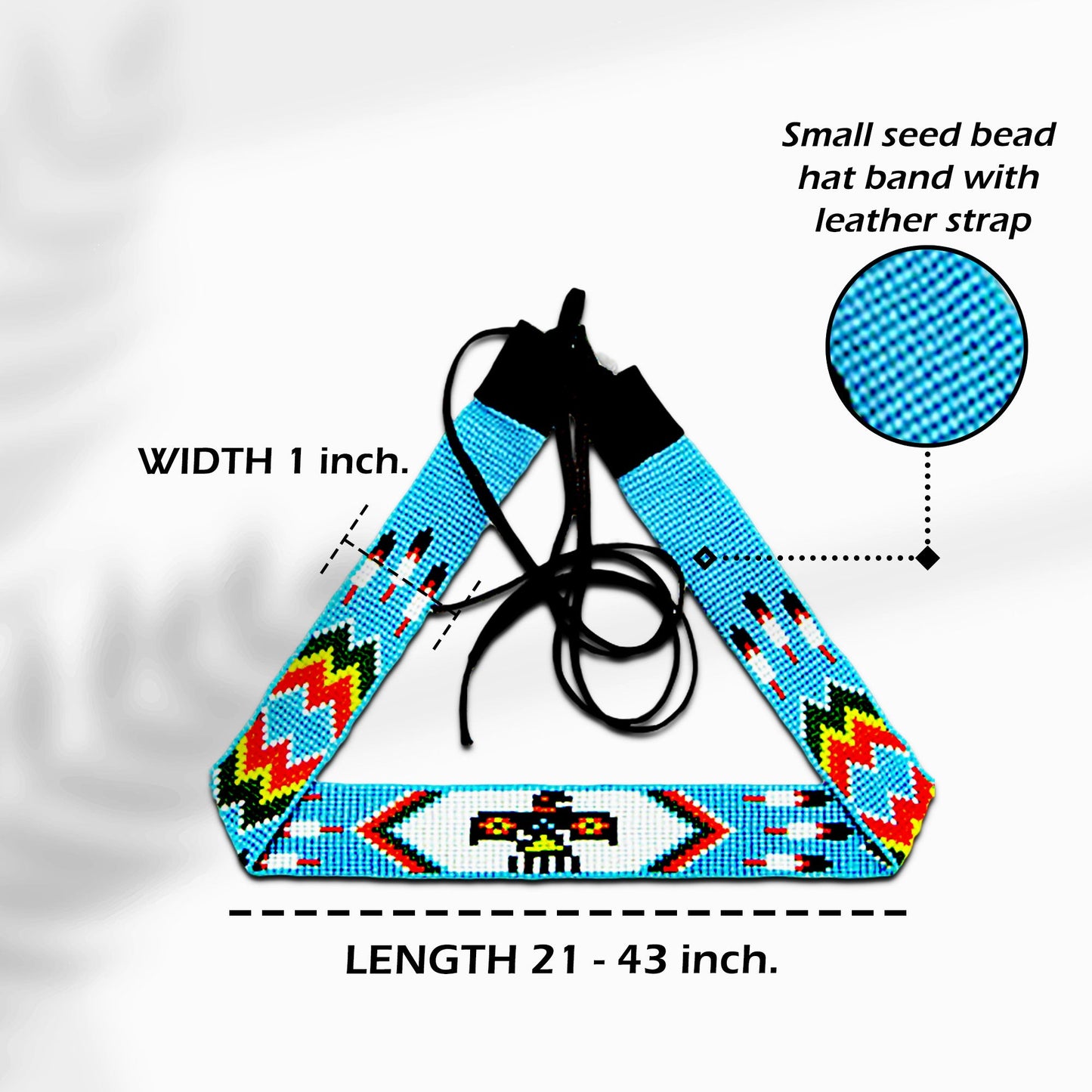 SALE 50% OFF - Blue White Red Yellow Seed Beaded Thunderbird Beadwork Cowboy Hat Band Belt IBL