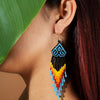 SALE 50% OFF - Black Multicolored Long Pattern Beaded Handmade Earrings For Women