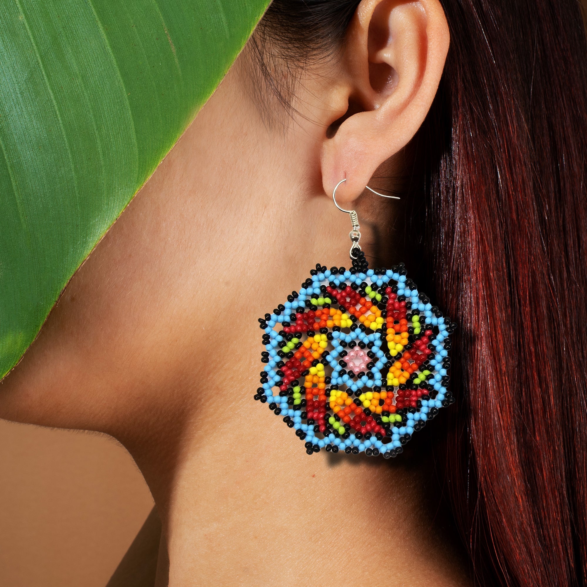 Diwali Blue – Bohemian Retro Style Hoop Earrings - Rouge Hoops