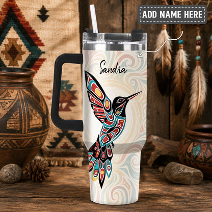 Crimson Hummingbird Grace Personalized Tumbler