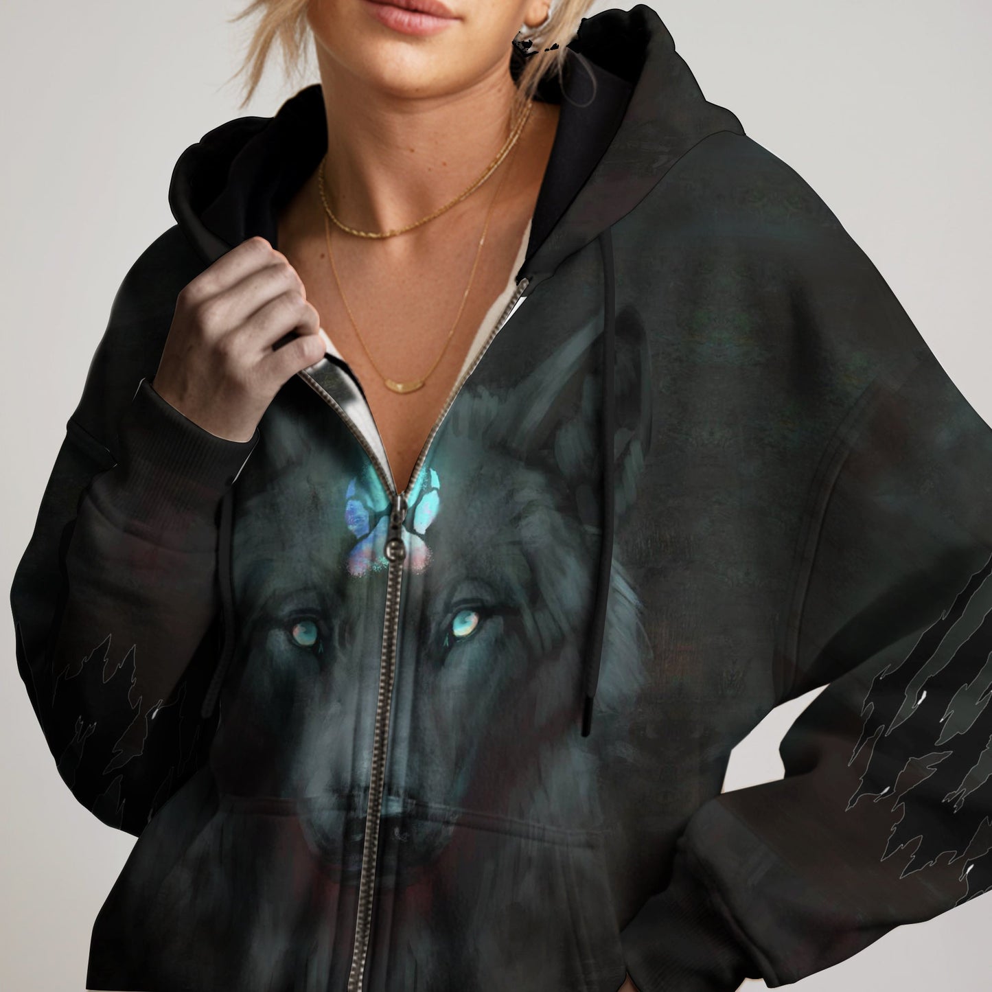 Moonlit Wolf Hoodie – Ethereal Glow & Mystic Presence