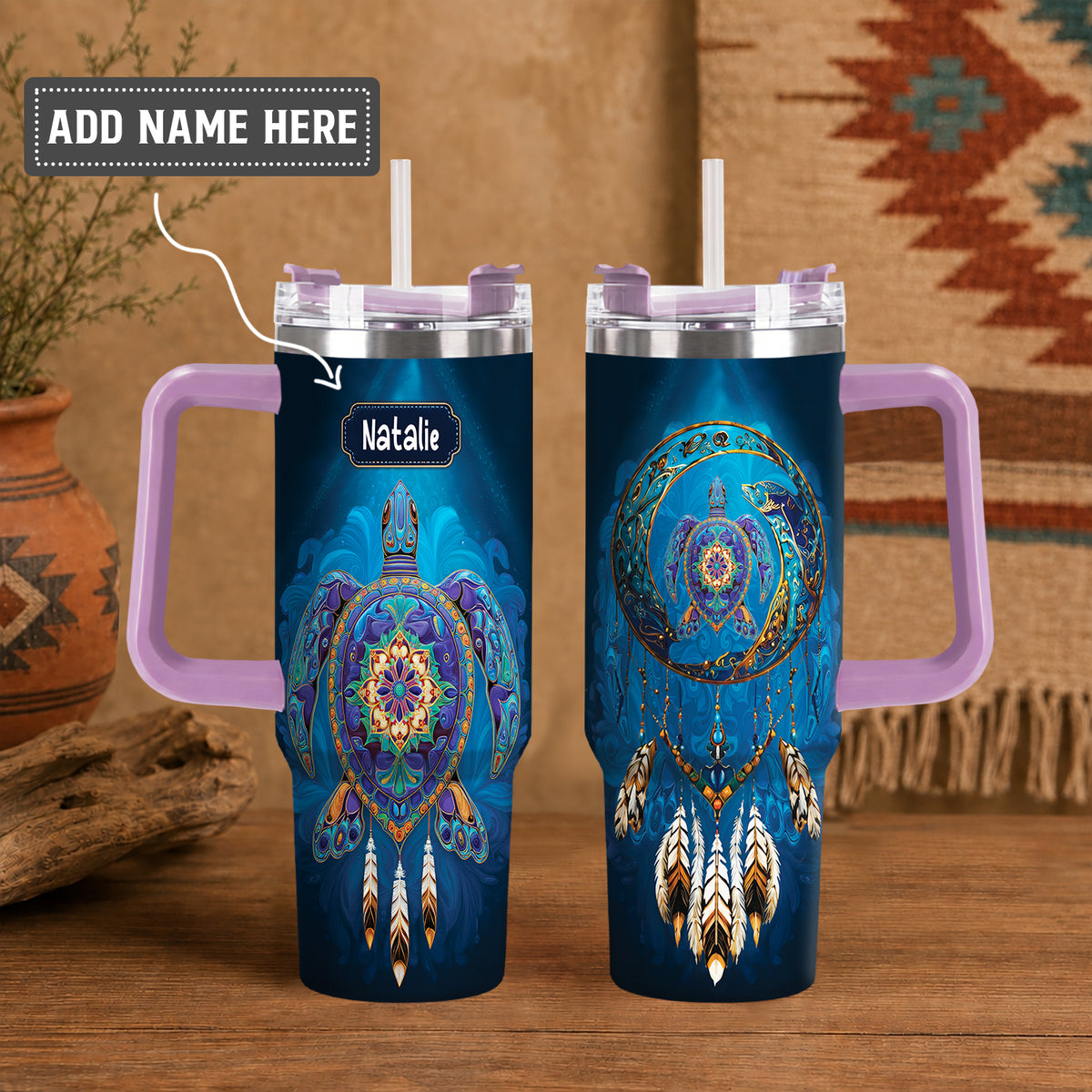 Turtle Dreamcatcher Harmony Personalized Tumbler