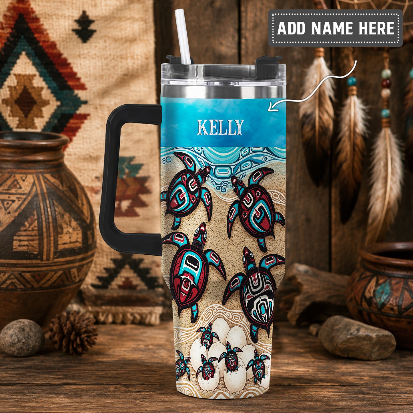Sea Turtle Sacred Journey Personalized Tumbler